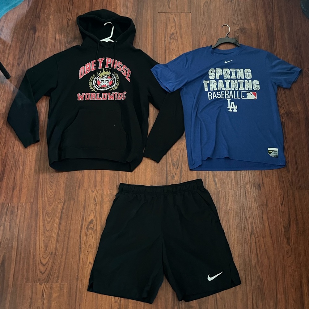 Men’s Obey Hoodie & Nike Shorts size L